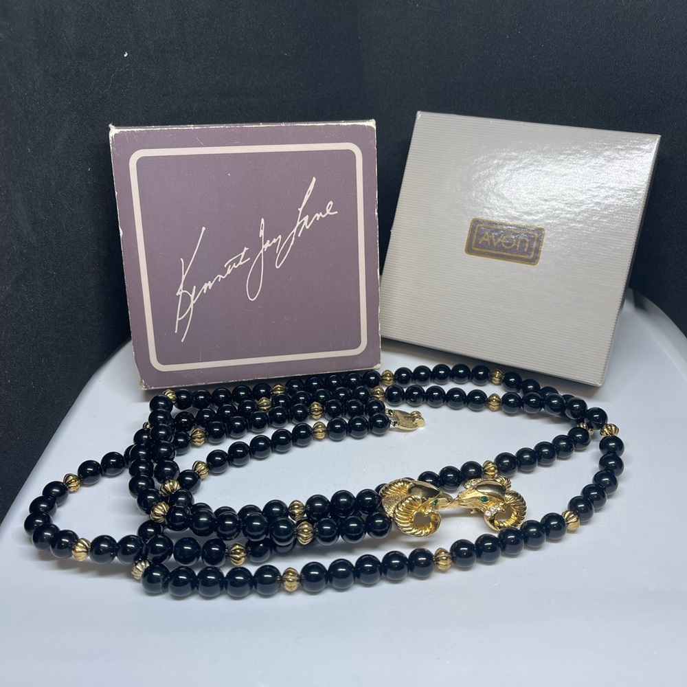 Avon KJL Kenneth J Lane Black Ram Necklace